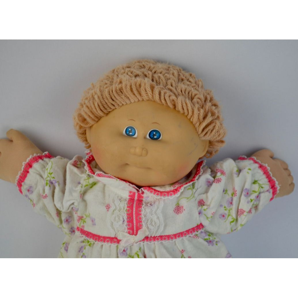 1982 Cabbage Patch Kids Doll Blonde Hair Blue Eyes Flannel Pajamas