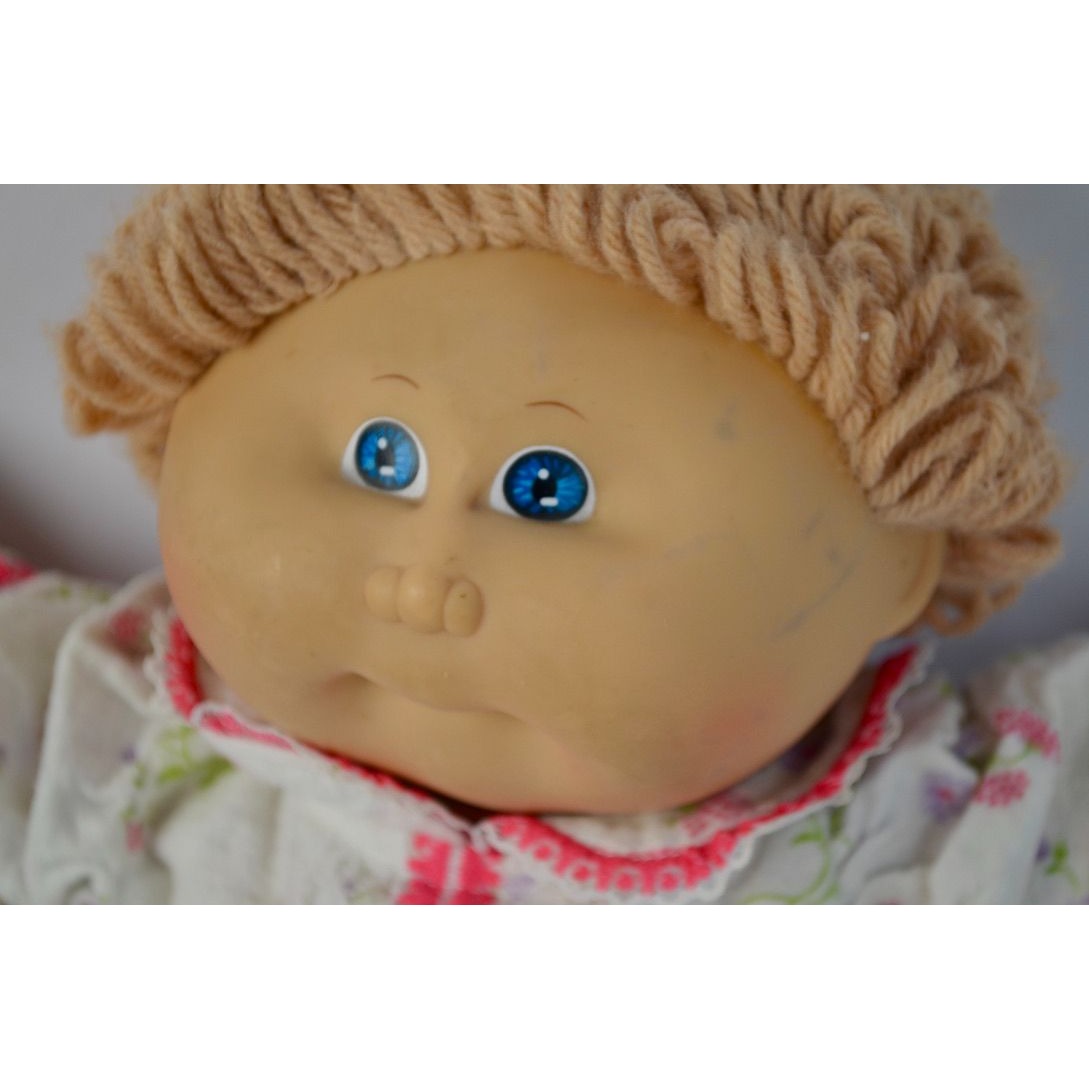 1982 Cabbage Patch Kids Doll Blonde Hair Blue Eyes Flannel Pajamas