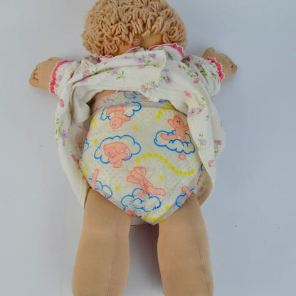 1982 Cabbage Patch Kids Doll Blonde Hair Blue Eyes Flannel Pajamas