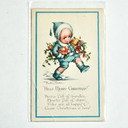 1925 Antique Hello Merry Christmas Postcard Typed