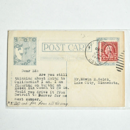 1925 Antique Hello Merry Christmas Postcard Typed