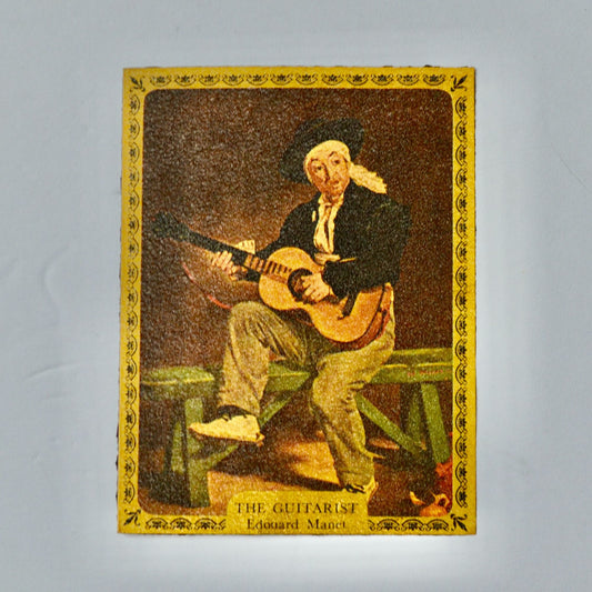 The Guitarist Edouard Manet Textured Print Gold Backing Vintage Small