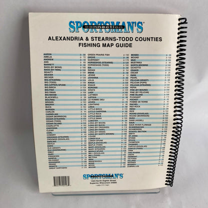 Sportsman's Connection Alexandria Area & Stearns-Todd Fishing Map Guide Book MN