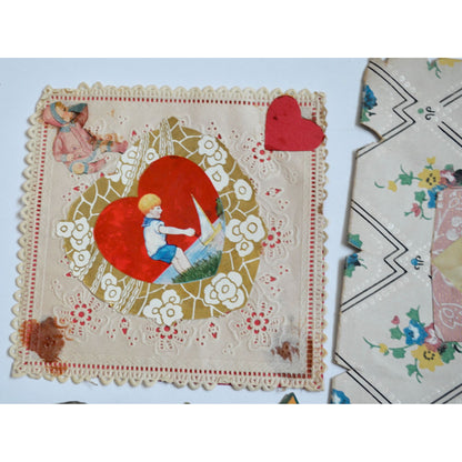 1930s Vintage HANDMADE OOAK Valentine Cards Unique Lot #8