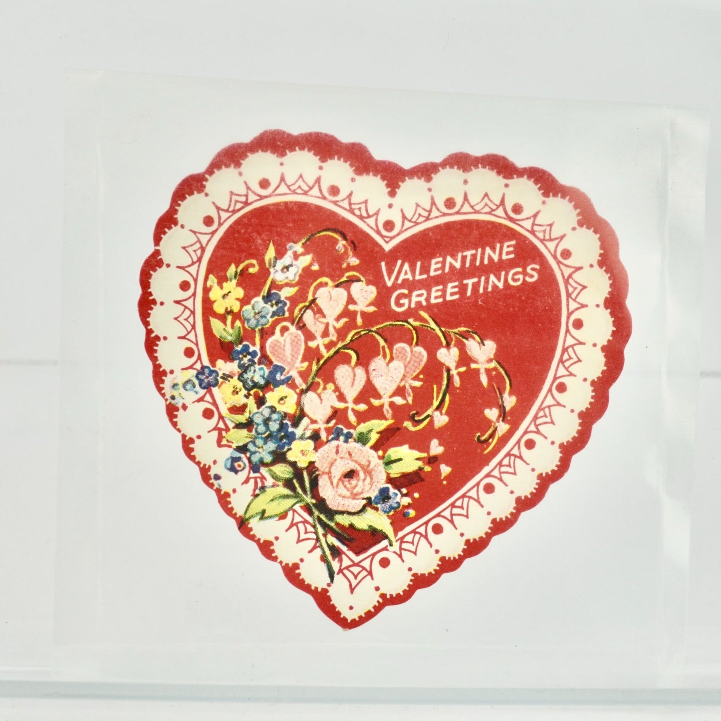 Vintage Valentine's Day Card Heart Greetings Floral