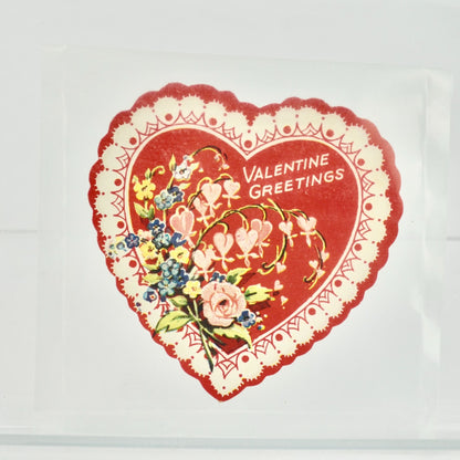 Vintage Valentine's Day Card Heart Greetings Floral