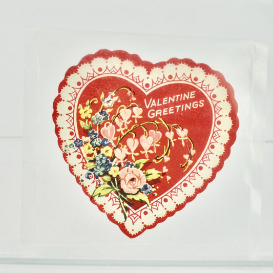 Vintage Valentine's Day Card Heart Greetings Floral