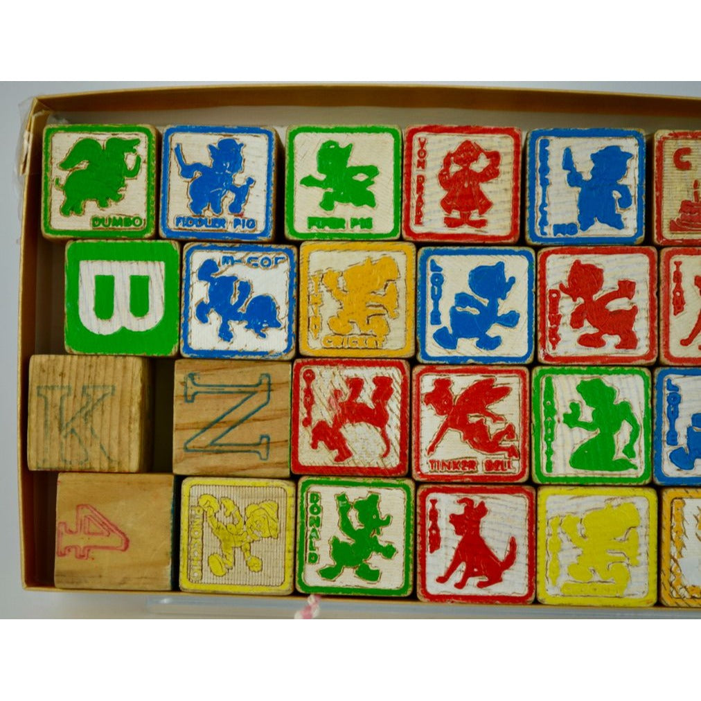 Vintage 1940s Disney Wooden Blocks Set of 28
