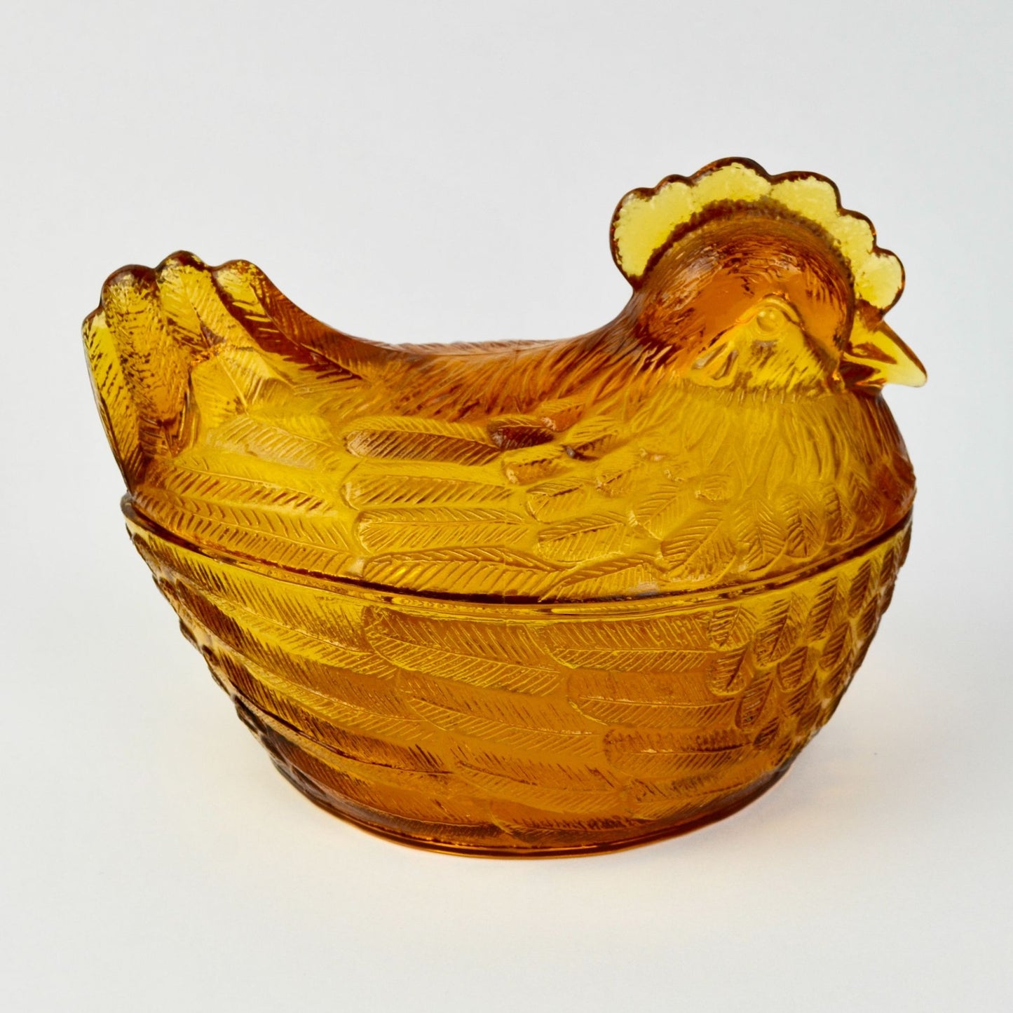 Hen on Nest HON Amber Brown Vintage Glass