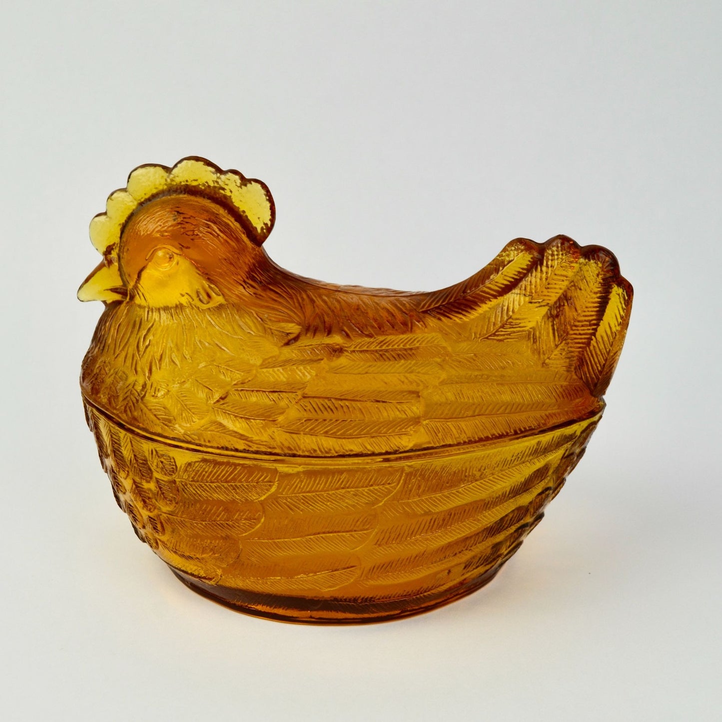 Hen on Nest HON Amber Brown Vintage Glass