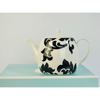 Martha Stewart Tea for Two Lisbon Black White Teapot Saucers Teacups NEW