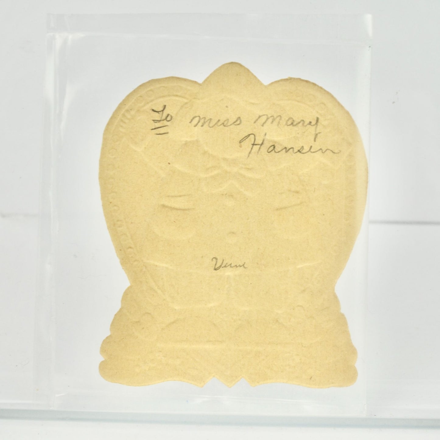 Vintage Valentine's Day Card To My Valentine Girl Green Coat Blue Flowers