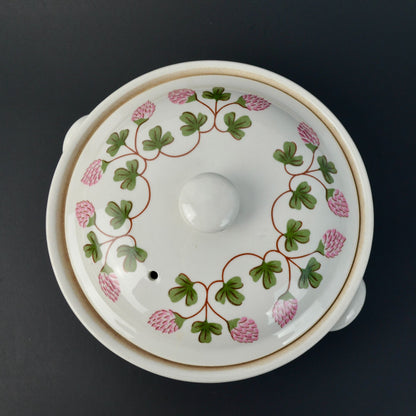 Ralph E. Hall Pink Clover Casserole Dish Lidded Vintage