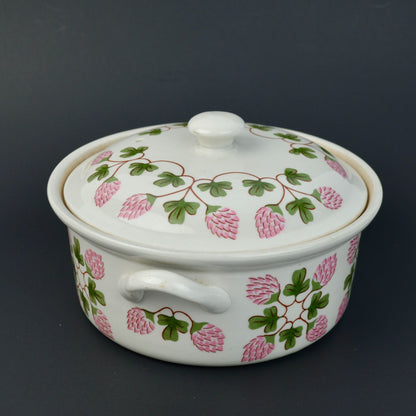 Ralph E. Hall Pink Clover Casserole Dish Lidded Vintage