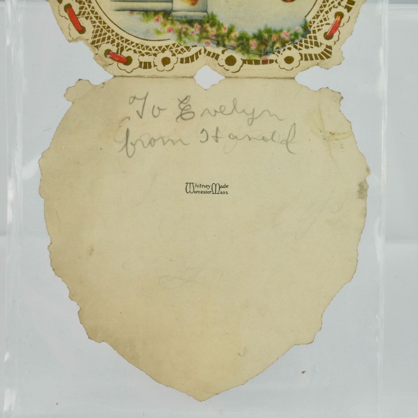 Vintage Valentine's Day Card Cupid Boy Girl Gardening