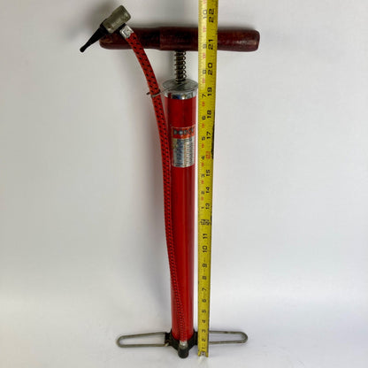 Vintage Dorcy Model 861Bicycle Tire Pump Wood Handle Bike Hand Pump Red