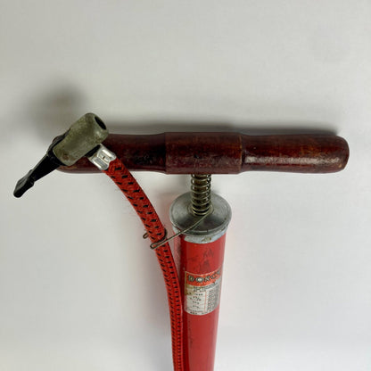 Vintage Dorcy Model 861Bicycle Tire Pump Wood Handle Bike Hand Pump Red
