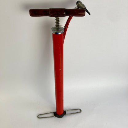 Vintage Dorcy Model 861Bicycle Tire Pump Wood Handle Bike Hand Pump Red