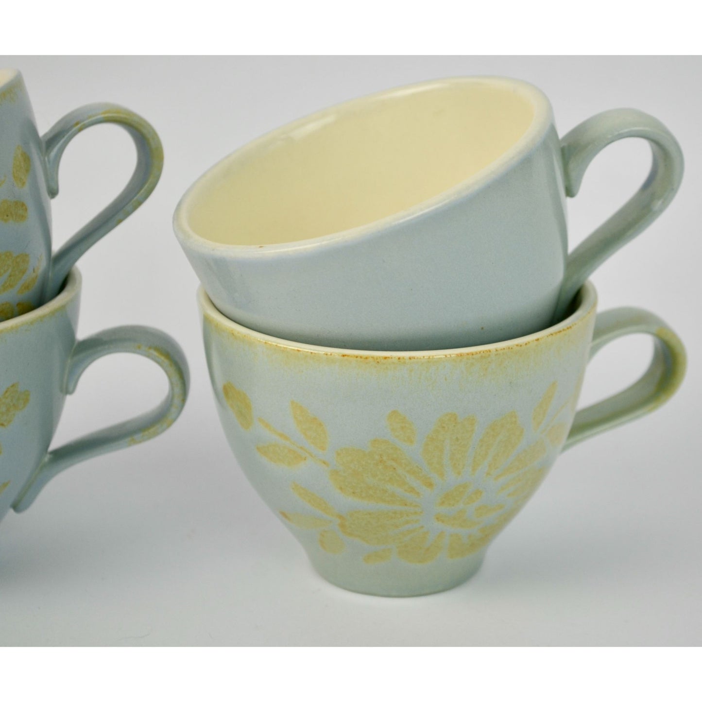 Red Wing Pottery Blue Brocade Mugs Lot of 4 READ