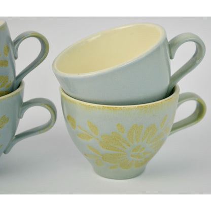 Red Wing Pottery Blue Brocade Mugs Lot of 4 READ