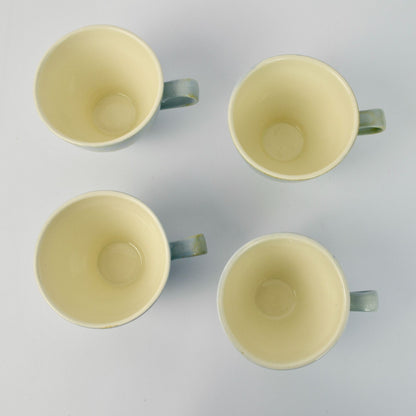 Red Wing Pottery Blue Brocade Mugs Lot of 4 READ