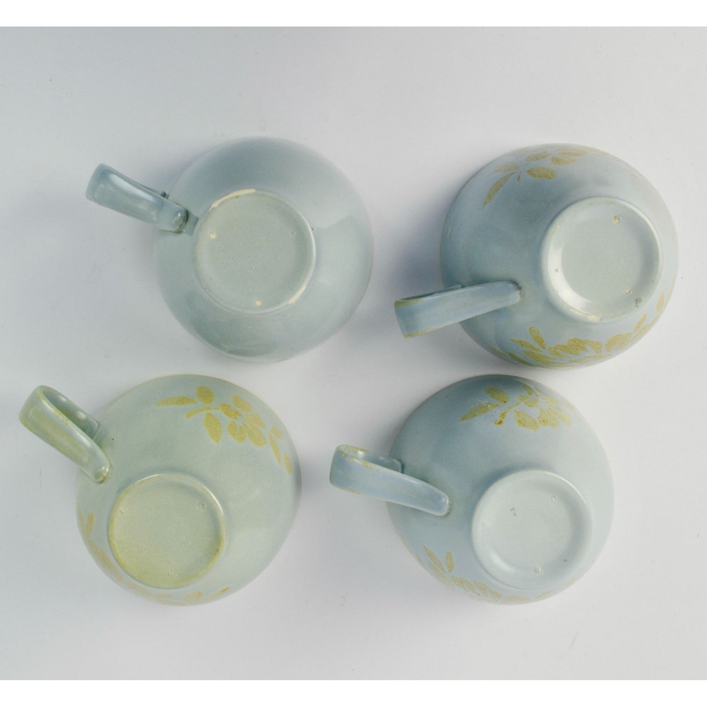 Red Wing Pottery Blue Brocade Mugs Lot of 4 READ