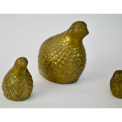 Vintage Brass Quail Set of 3 MCM