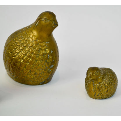 Vintage Brass Quail Set of 3 MCM