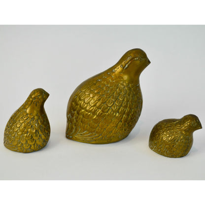 Vintage Brass Quail Set of 3 MCM