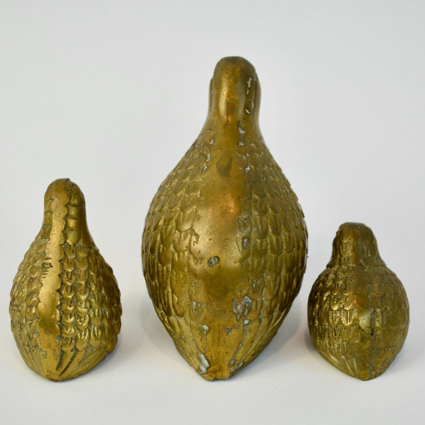 Vintage Brass Quail Set of 3 MCM