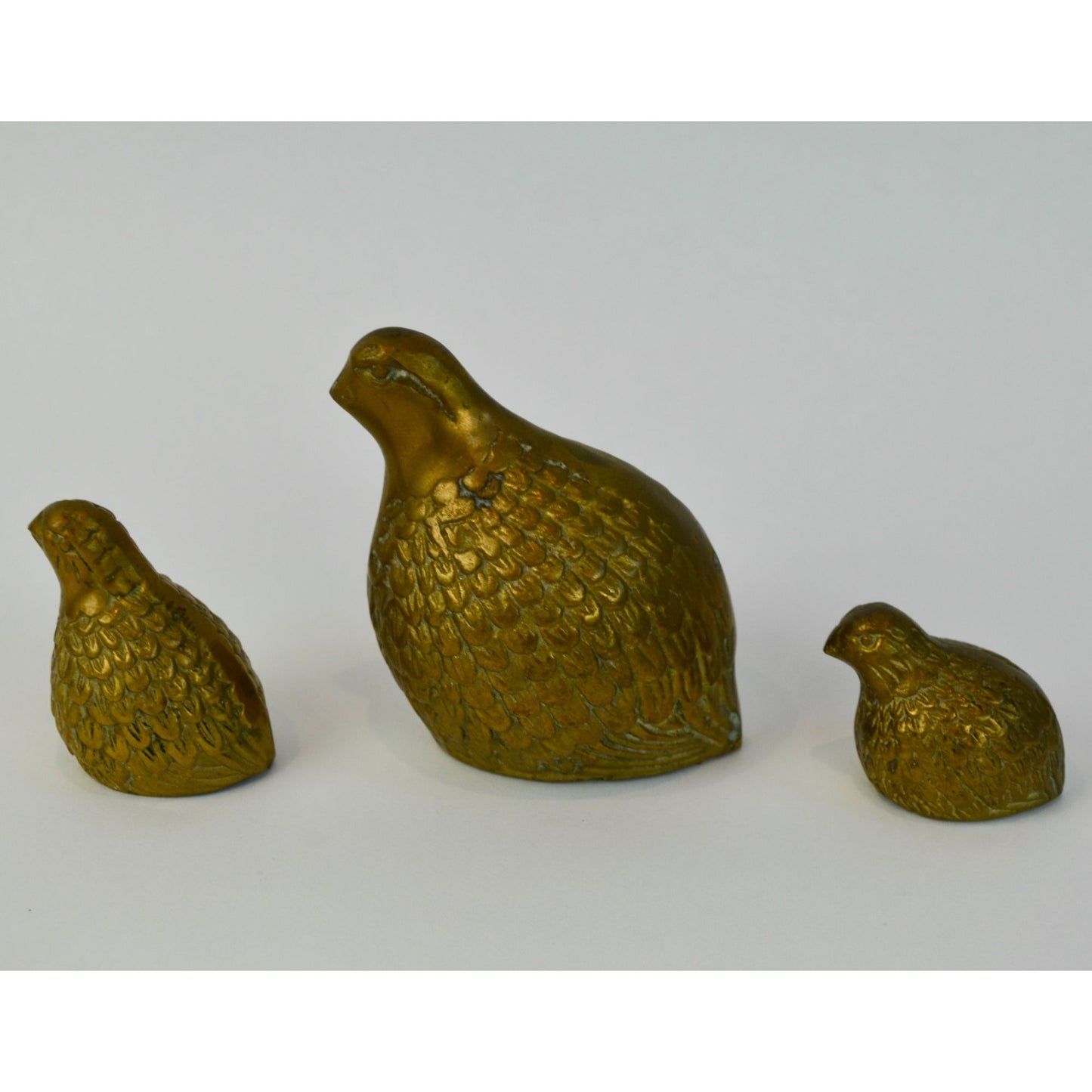 Vintage Brass Quail Set of 3 MCM