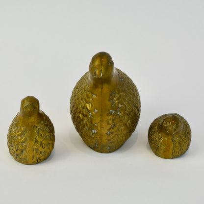 Vintage Brass Quail Set of 3 MCM