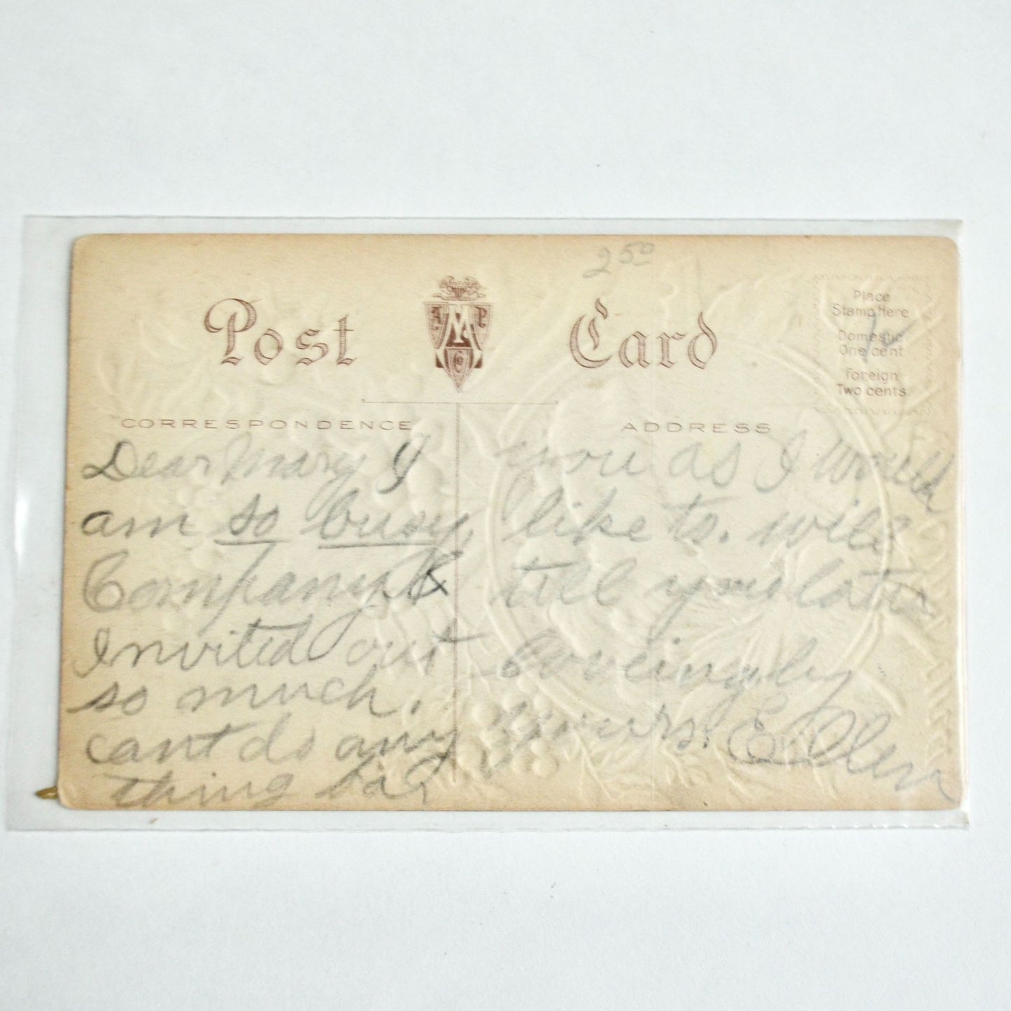 Antique Early 1900s A Merry Christmas Postcard Series 403