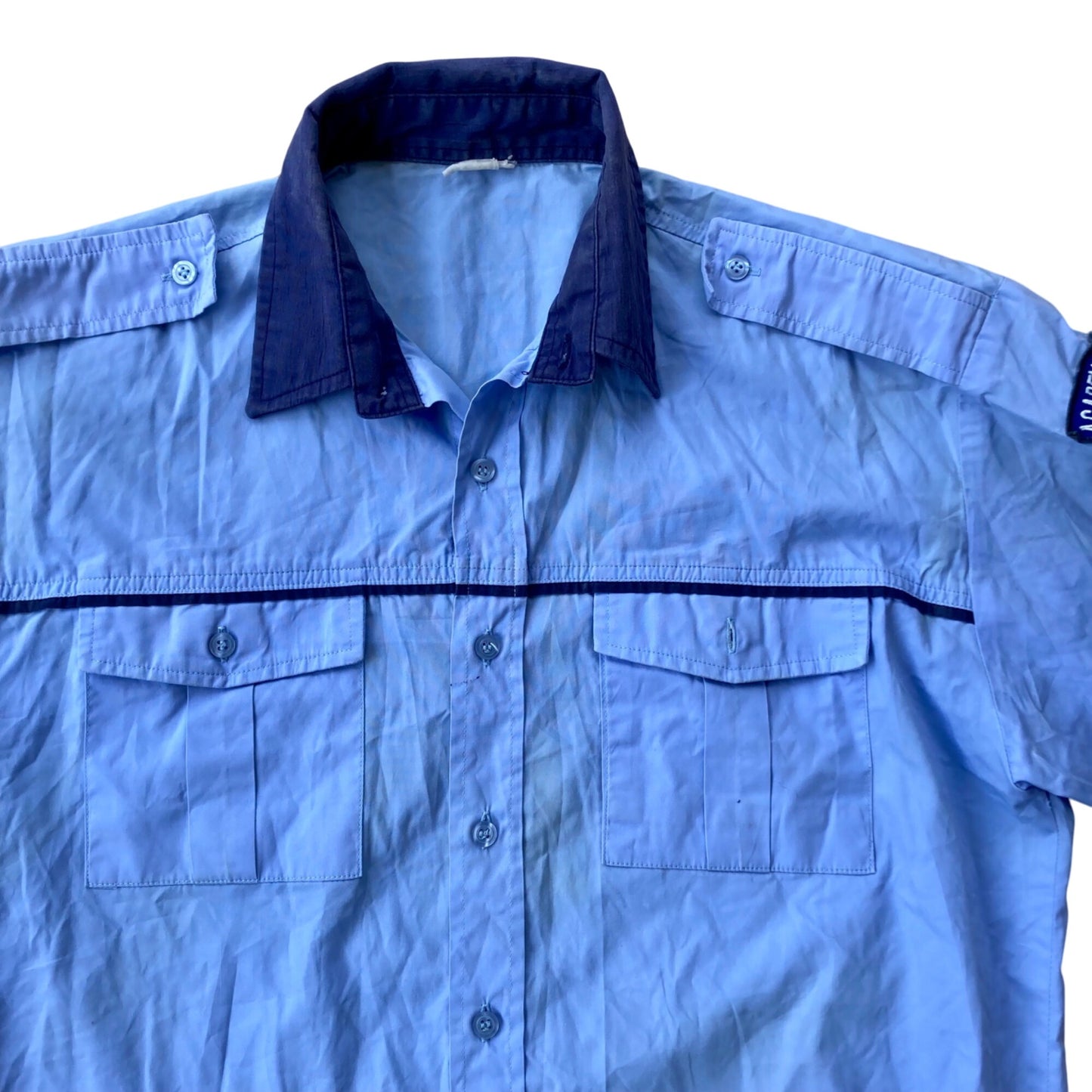 Vintage 'Academia De Politie' Shirt Romanian Military Surplus Blue