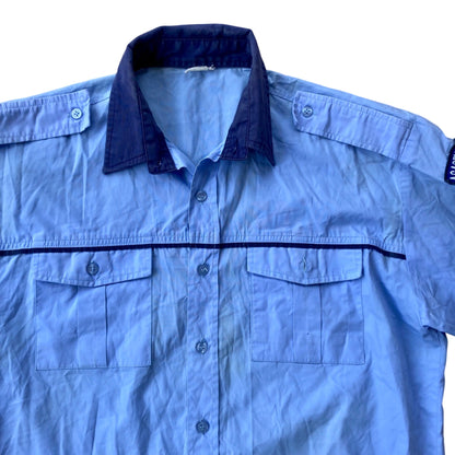 Vintage 'Academia De Politie' Shirt Romanian Military Surplus Blue