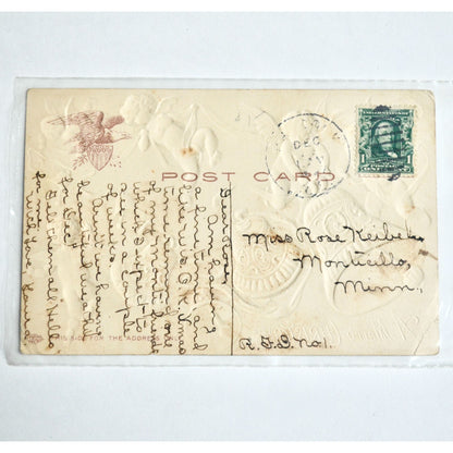 Early 1900s Antique A Merry Christmas Postcard Cherubs Bells