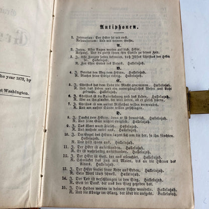 Antique 1872 German Prayer Hymn Book Brass Closure Lutheran