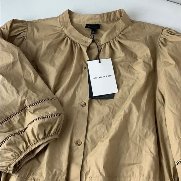 NEW Who What Wear Khaki Tan 100% Cotton Dress