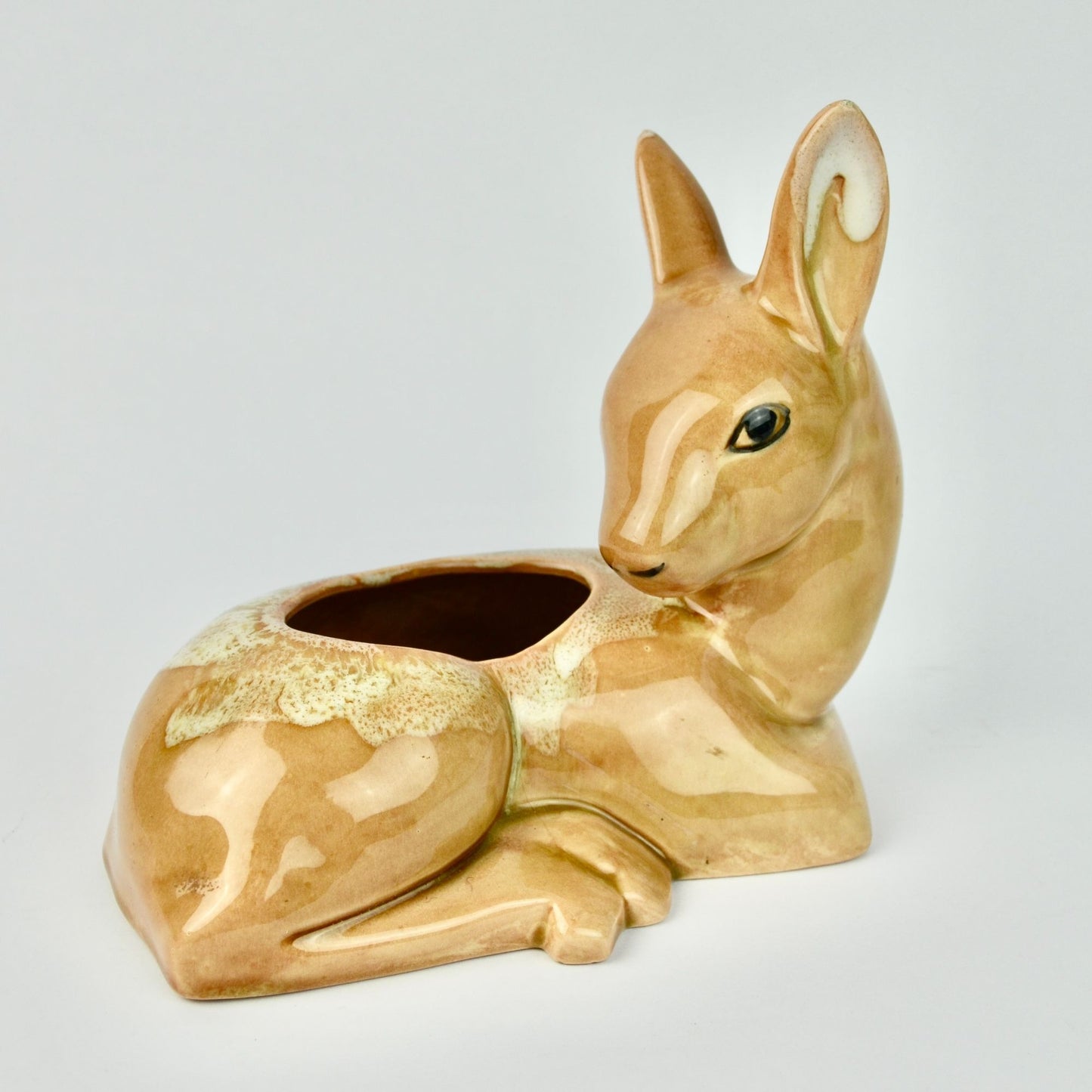 Vintage Deer Bambi Planter MCM Ceramic Brown