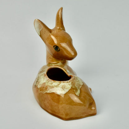 Vintage Deer Bambi Planter MCM Ceramic Brown