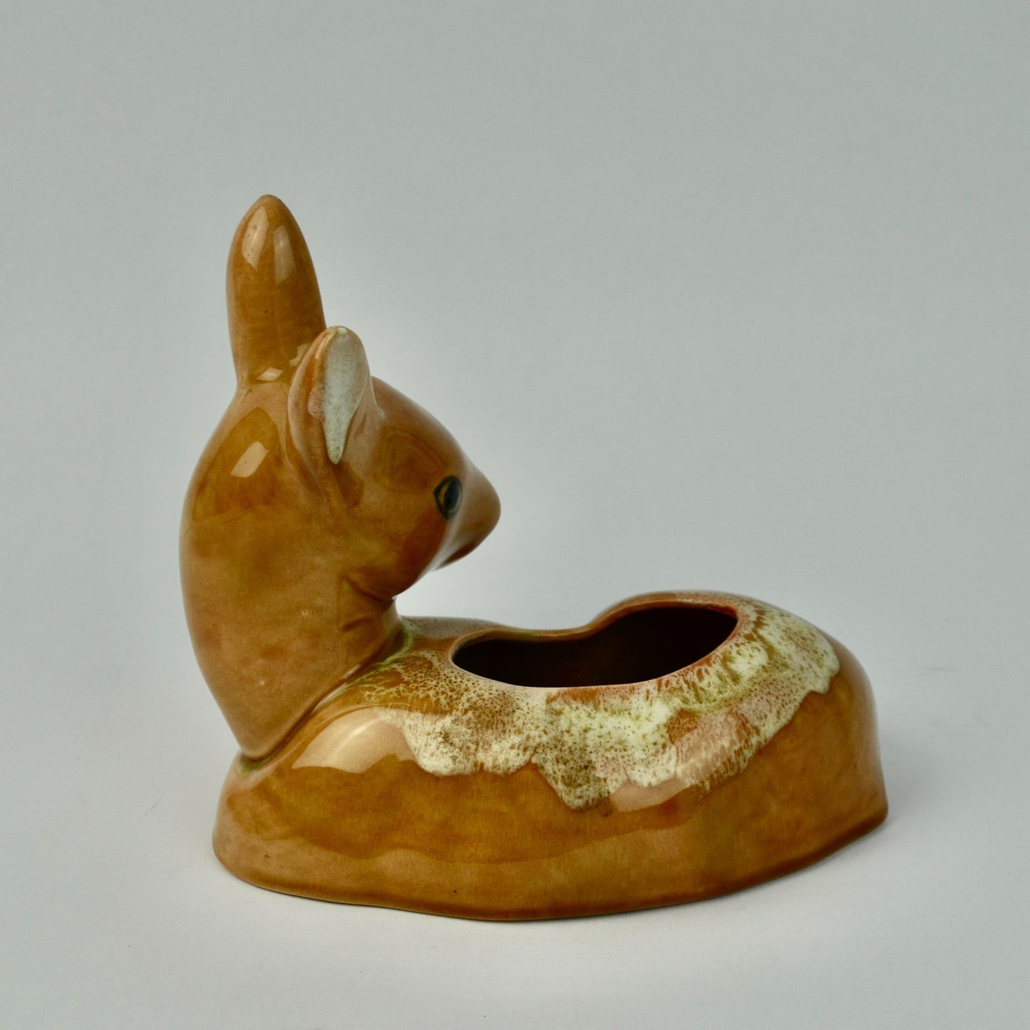 Vintage Deer Bambi Planter MCM Ceramic Brown