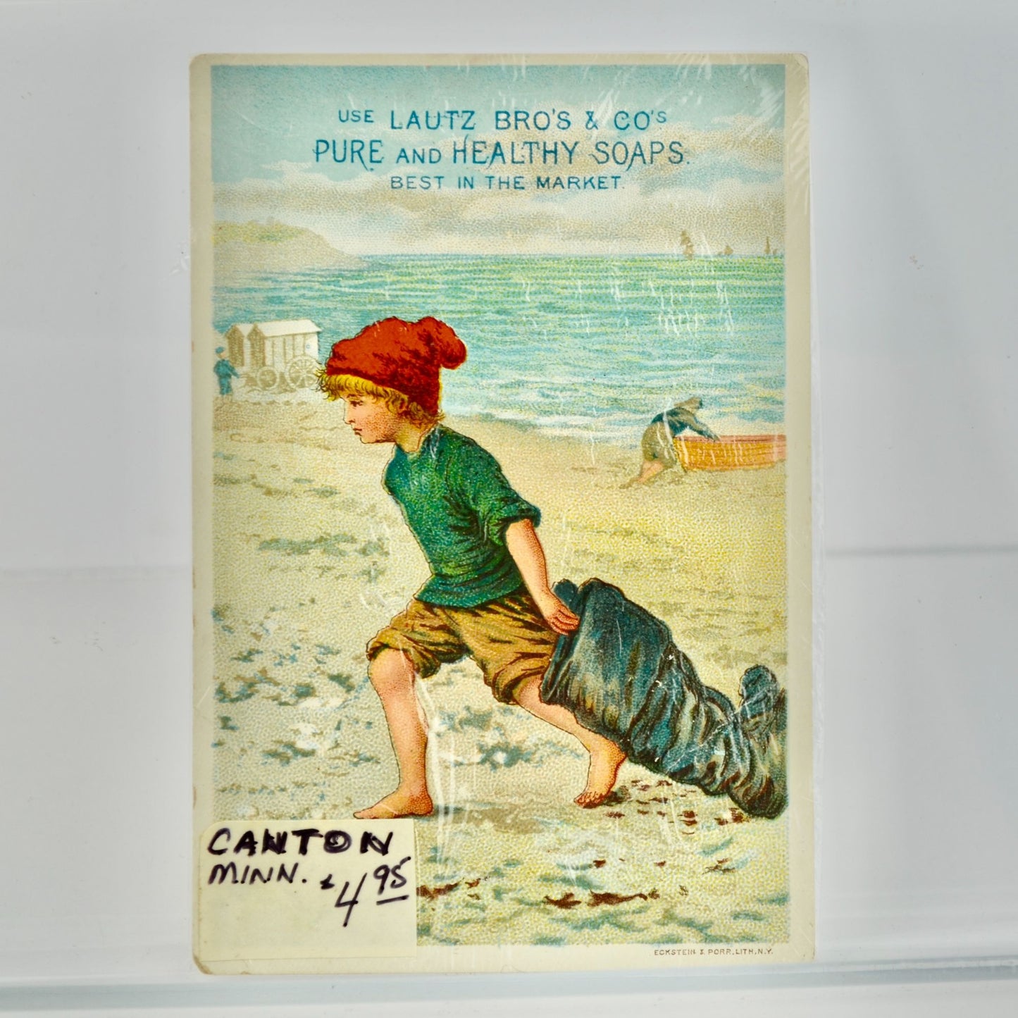 Lautx Bros Soaps Canton MN Antique Victorian Trading Card Boy Beach