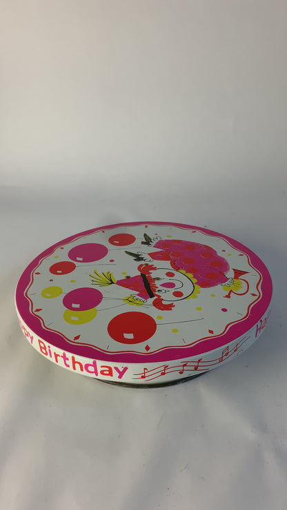 Fabcraft Vintage Happy Birthday Metal Cake Plate Rotating 1964 Vintage WORKS!