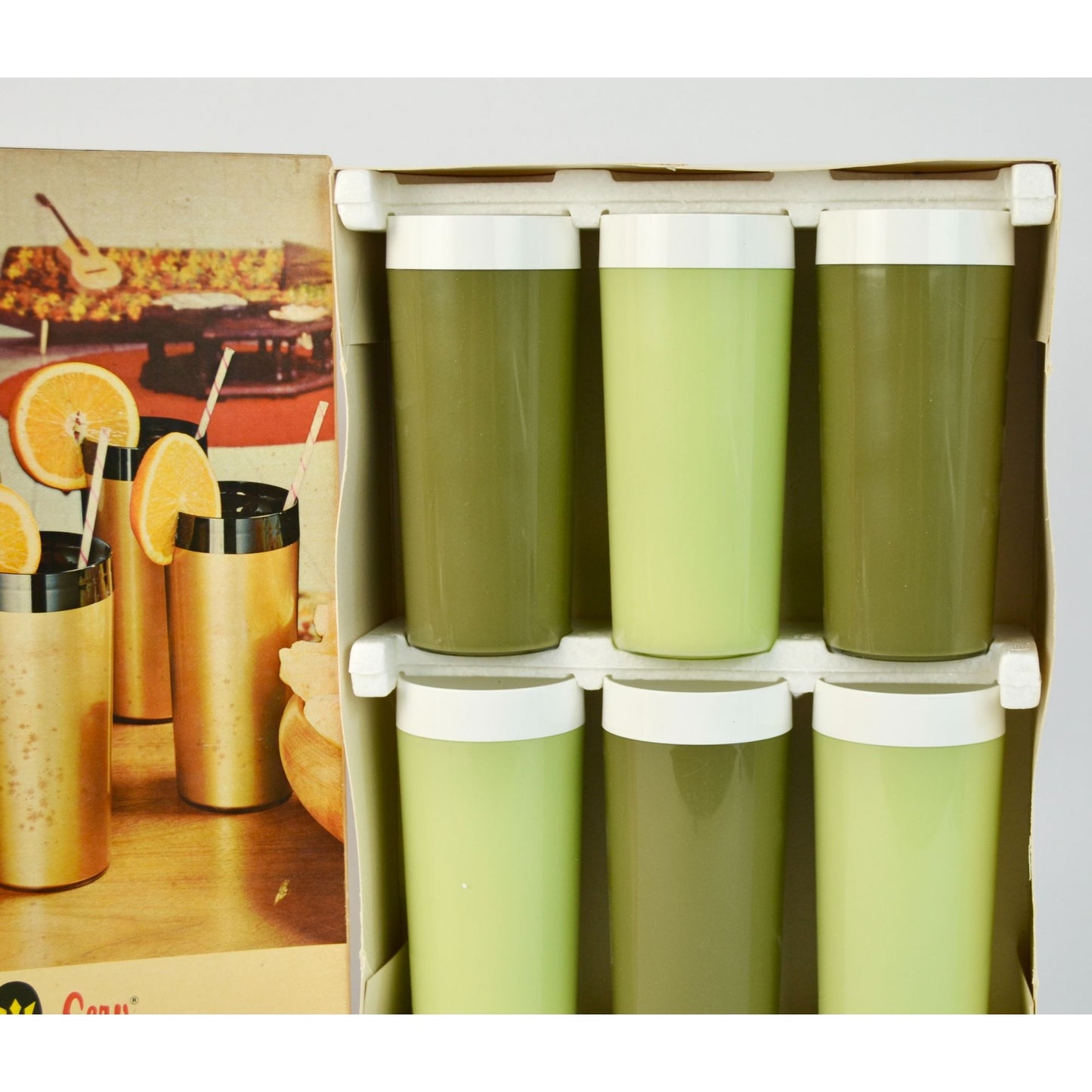 Therma Serv Sea Mist Vintage Insulated Tumblers Box NOS Set of 6
