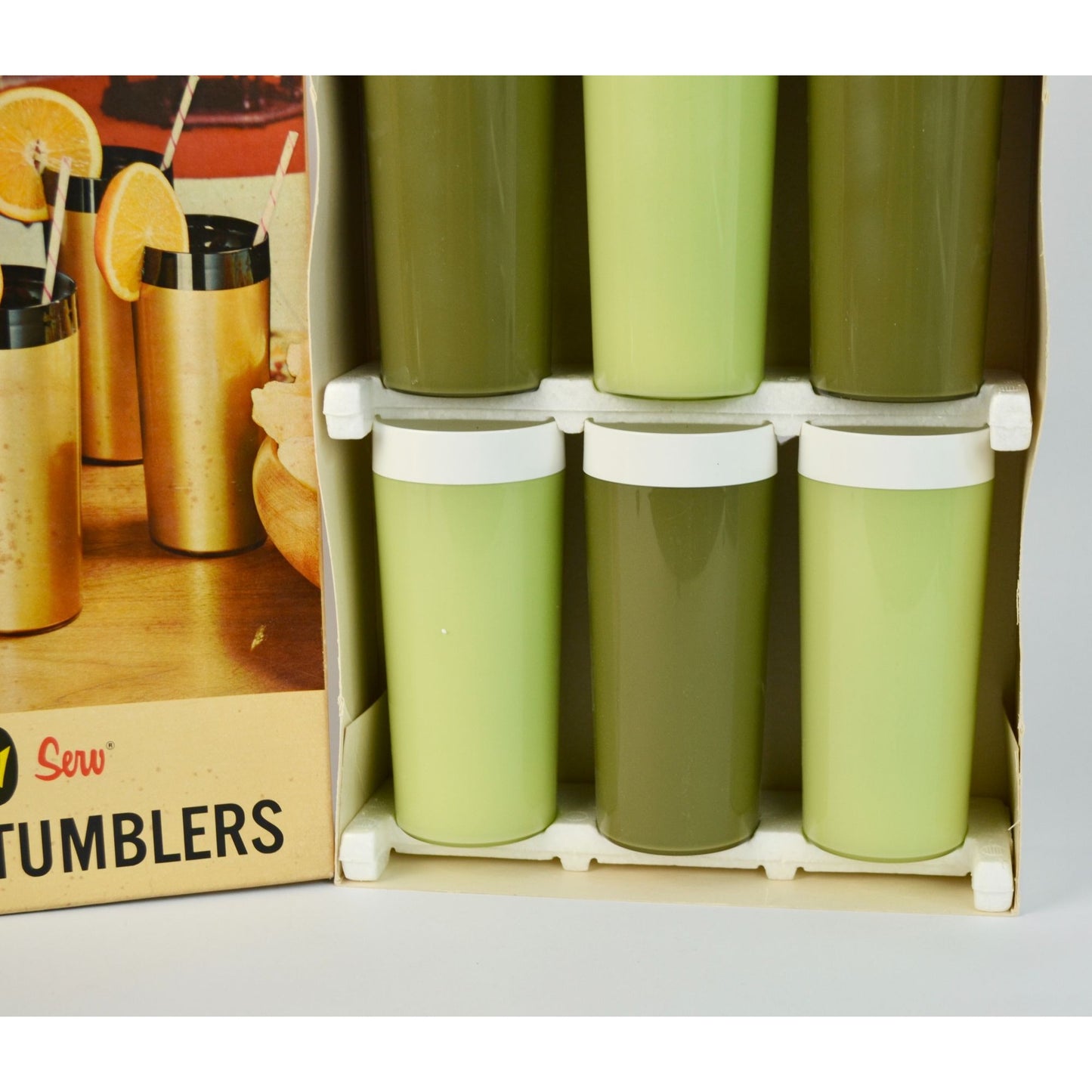 Therma Serv Sea Mist Vintage Insulated Tumblers Box NOS Set of 6