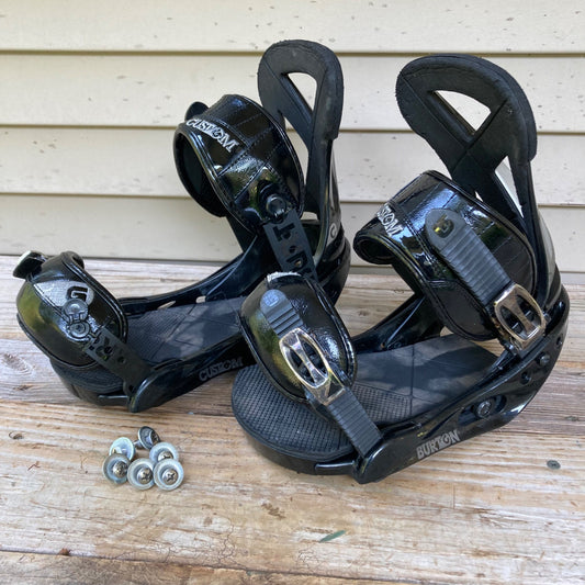 Burton Custom Snowboard Bindings Size Small Black w/ Base Plates & Screws