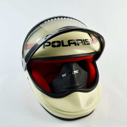 Vintage Polaris Indy Snowmobile Helmet Full-Face White Red Purple