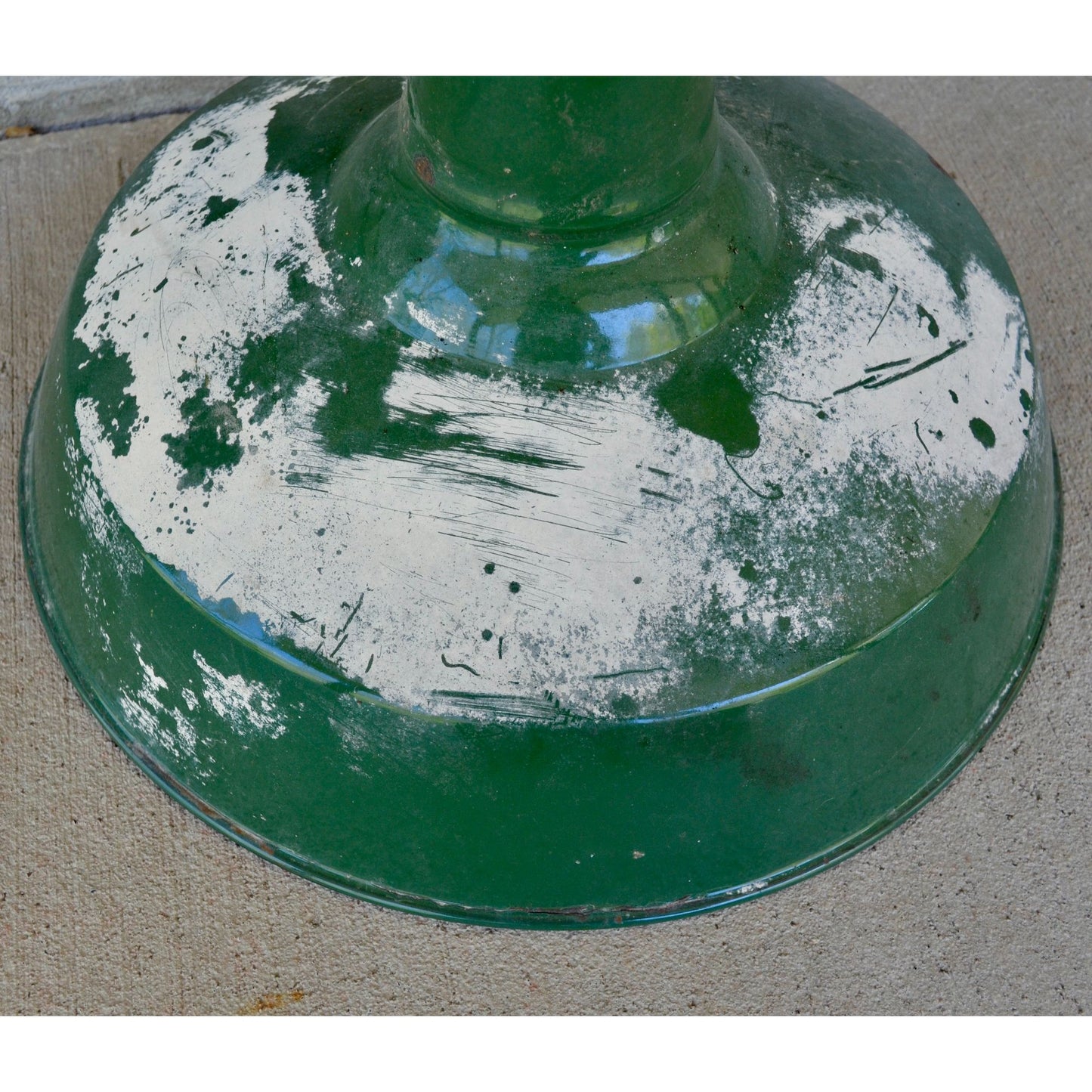 Vintage Green Porcelain Enamel Barn Light Shade Gas Station Fixture 16"