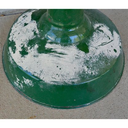Vintage Green Porcelain Enamel Barn Light Shade Gas Station Fixture 16"