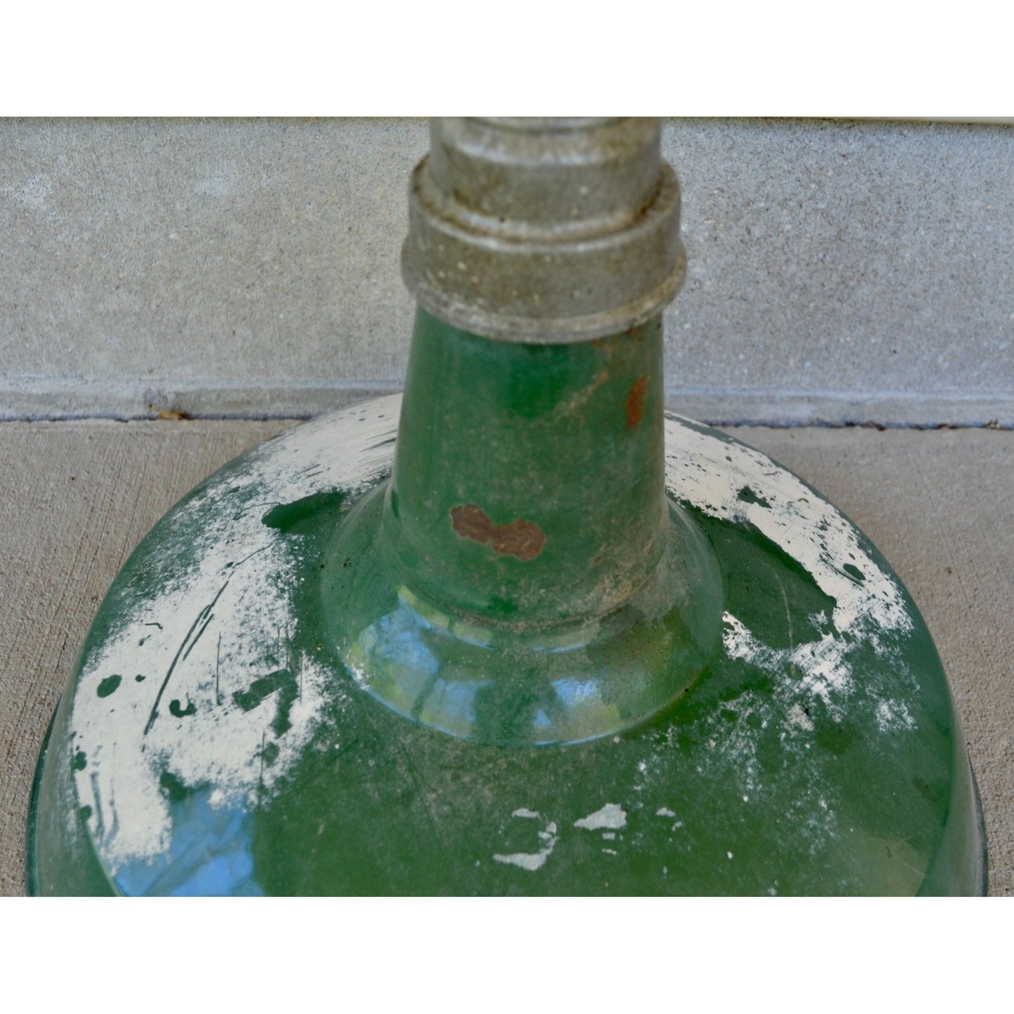 Vintage Green Porcelain Enamel Barn Light Shade Gas Station Fixture 16"